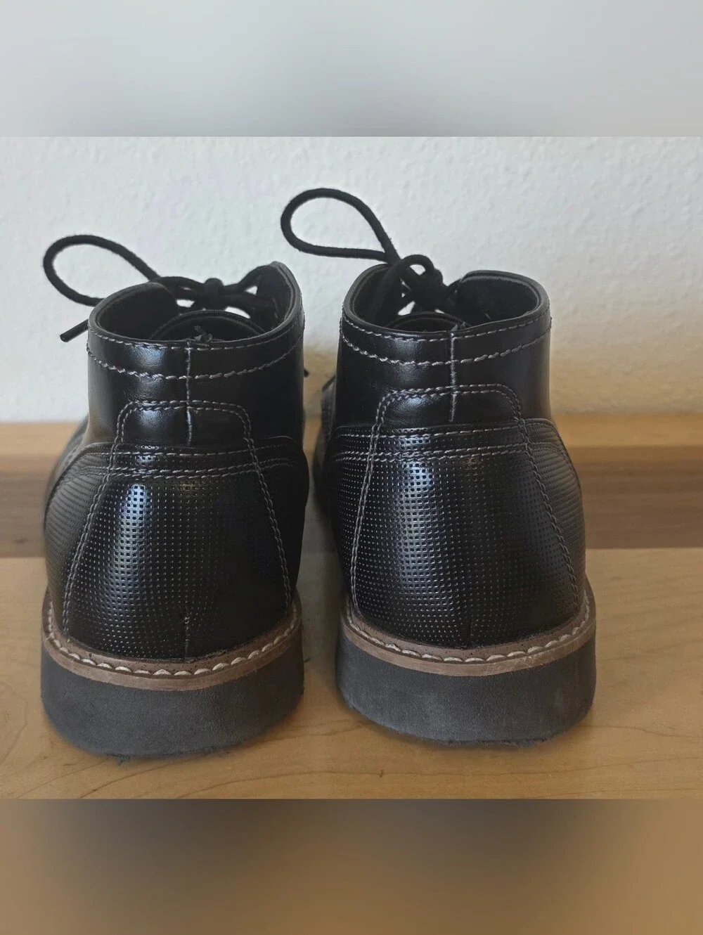 Boys Black Lace-Up Dress Shoes